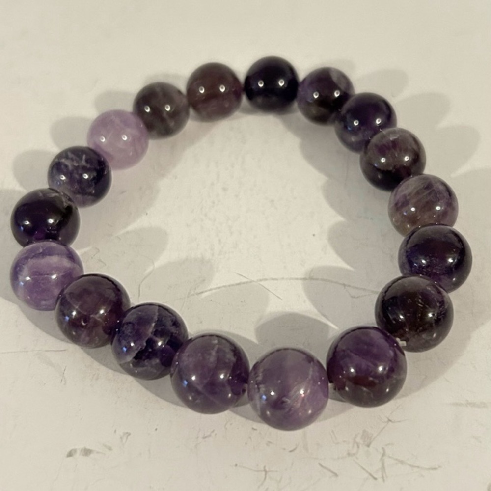 Natural Purple Amethyst Gemstone‎ beaded stretch bracelet